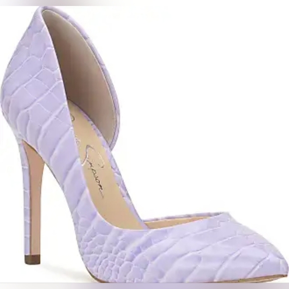 Jessica Simpson lilac lavender croc embossed d'orsay pointy toe pump heels size9 - Picture 1 of 1